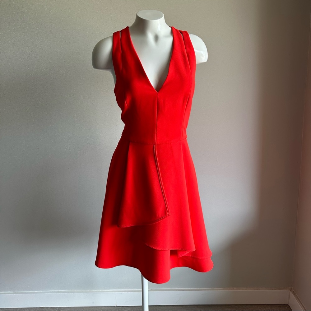 Adelyn Rae Cross Back Crepe Fit & Flare Dress Red